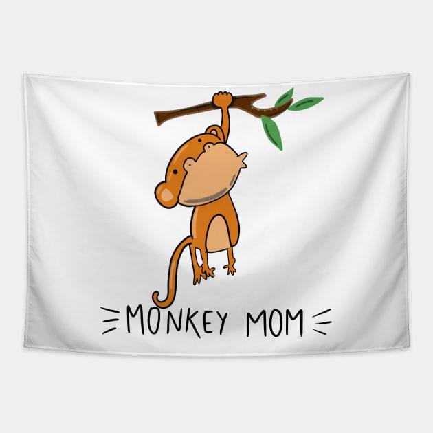 Monkey Mom Cute Monkey Playing Cartoon Tapestry by PhantomDesign