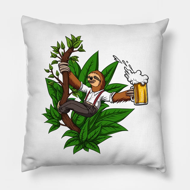 Sloth Beer Drinking Party Pillow by underheaven