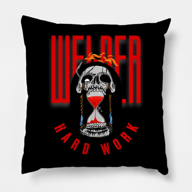 Welder Hard Work Pillow by damnoverload