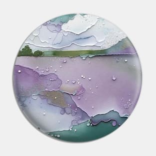 Green and Purple Abstract Landscape Pin