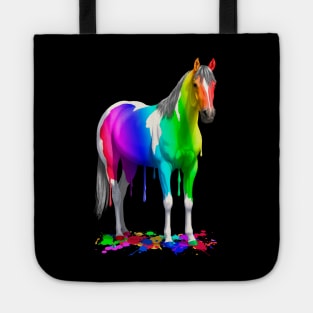 Colorful Rainbow Paint Horse Tote