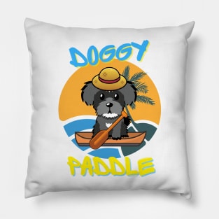 schnauzer doing the doggy paddle on a boat Pillow