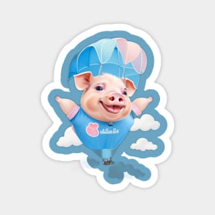 A piggy pig flying in the sky Magnet