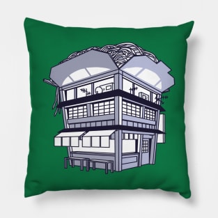 Monochrome Ramen Shop Pillow