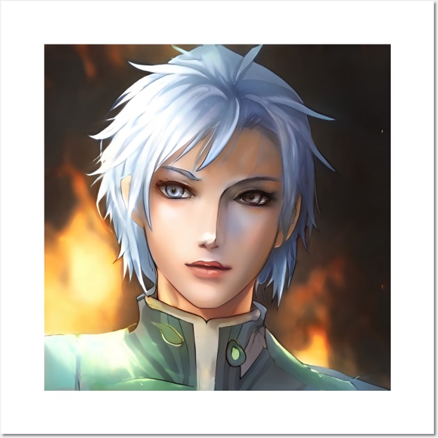 The handsome anime boy with white hair  Poster for Sale by AnGoArt