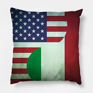 USA Italy Dual Yin Yang Flag Pillow