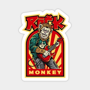 Rock n Roll Monkey Illustration Magnet