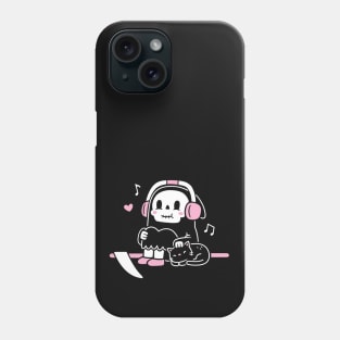 Cute Grim Reaper Taking A Break With Cat Funny Phone Case