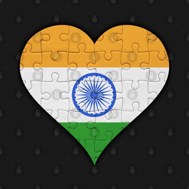 Indian Jigsaw Puzzle Heart Design - Gift for Indian With India Roots by Country Flags