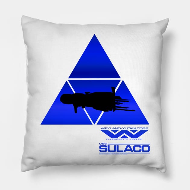 Alien Sulaco spaceship blue Pillow by udezigns