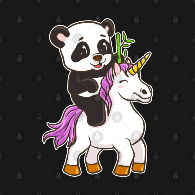 Panda Riding Unicorn Cute Magical by E