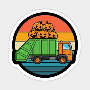 Garbage Truck Jack O Lantern Pumpkin Halloween Magnet