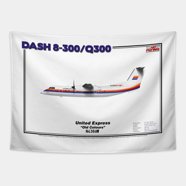 DeHavilland Canada Dash 8-300/Q300 - United Express "Old Colours" (Art Print) Tapestry by TheArtofFlying