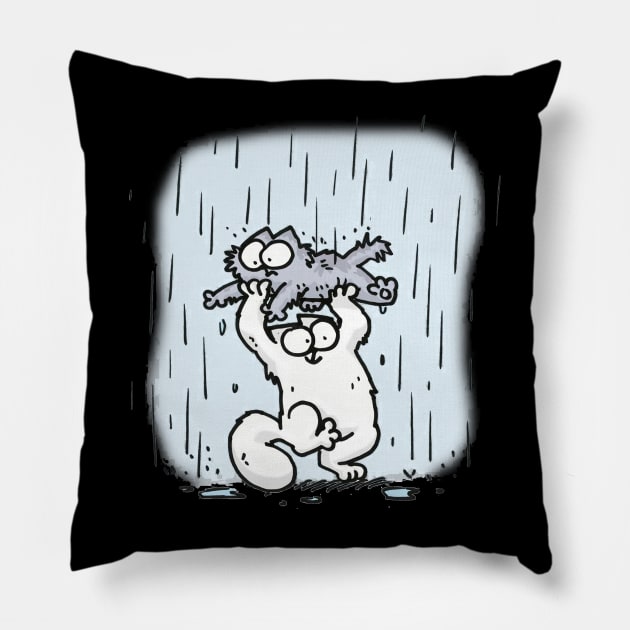 Simons Cat Walk The Rain Funny Pillow by devanpm