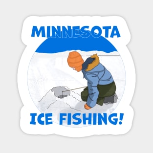 Kids Ice Fishing, Minnesota Magnet