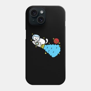 Cat Space Traveler on a Rocket in Space Phone Case