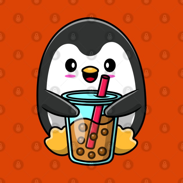 Cute Penguin Loves Bubble tea by Artist usha