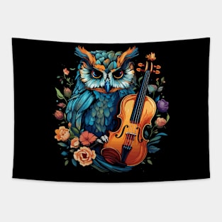 Owl Playing Violin Tapestry