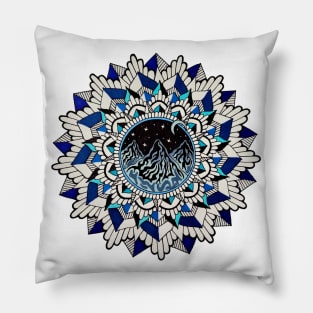 Blue Mountain Mandala Pillow