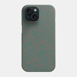 Simple graphic pattern with short lines, red on green Phone Case
