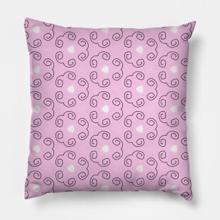 Pink with Black Swirls Pattern Pillow