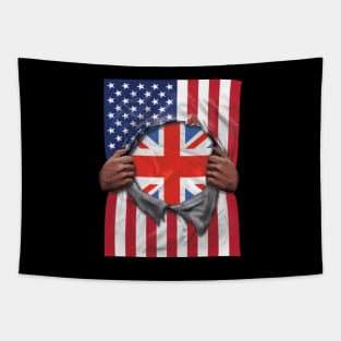 United Kingdom Flag American Flag Ripped - Gift for English Scottish Welsh Or Irish From United Kingdom Tapestry