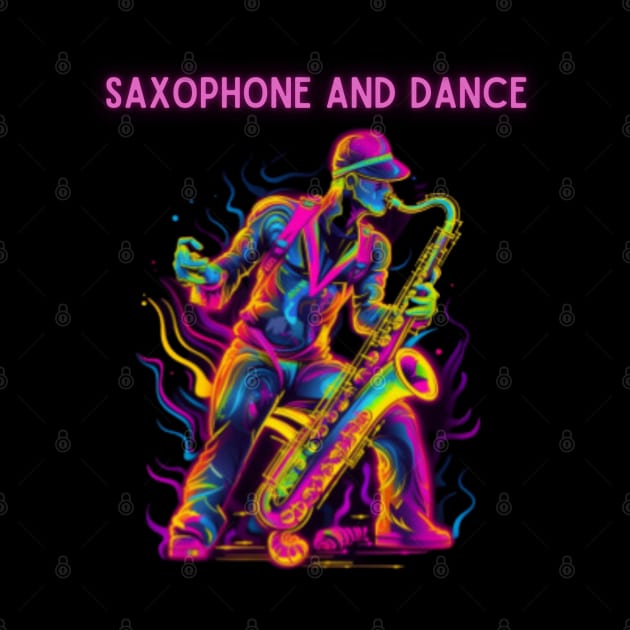 saxophone and dance, neon, saxophonist by Pattyld