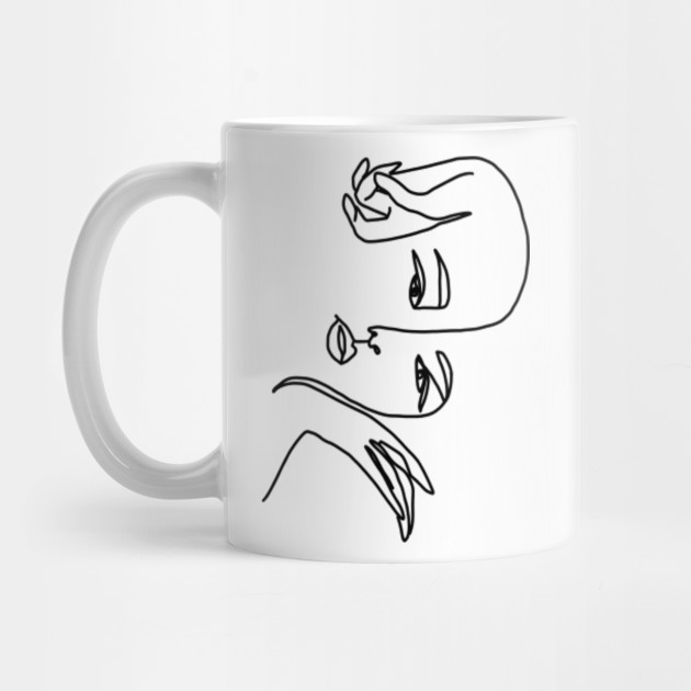 Abstract Face Single Line Drawing Mug Teepublic,Cute Girl Drawing Png