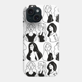 Women Girls Black and White Print Phone Case