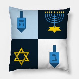 colorblock hebrew hanukkah menorah dreidel Pillow