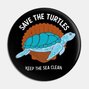 Save The Turtles Sea Turtle Ecology Pin
