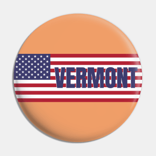 Vermont State in American Flag Pin