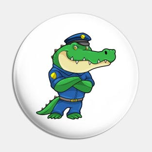 Crocodile as Police officer with Police uniform Pin
