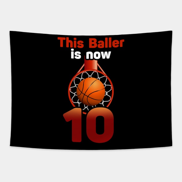 10th Birthday Basketball Funny 10 Years Old Gift Tapestry by GillTee