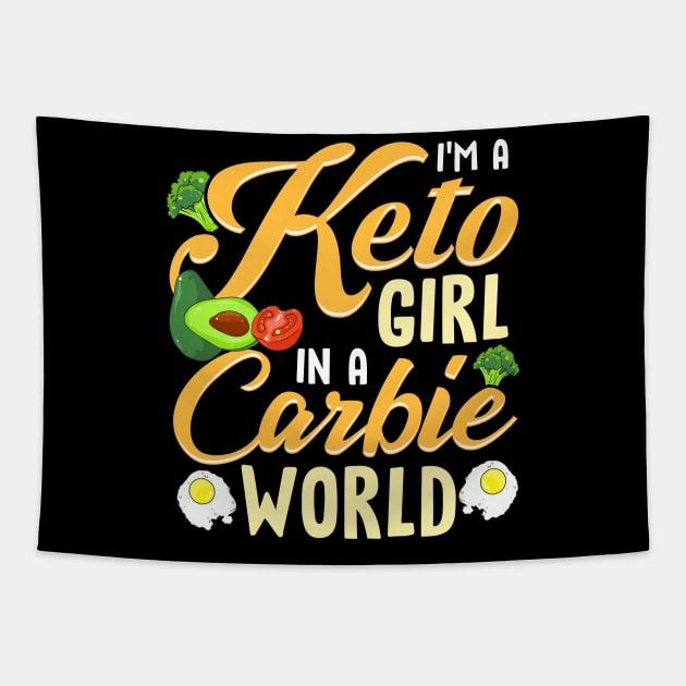 I'm A Ketogenic Girl In A Carbie World Tapestry by TeddyTees