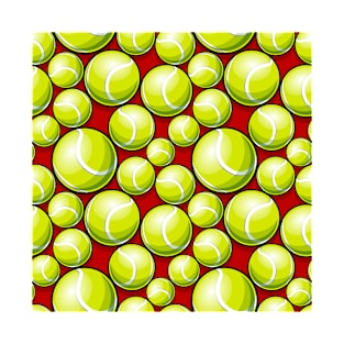 Green on Red Tennis Ball Pattern T-Shirt