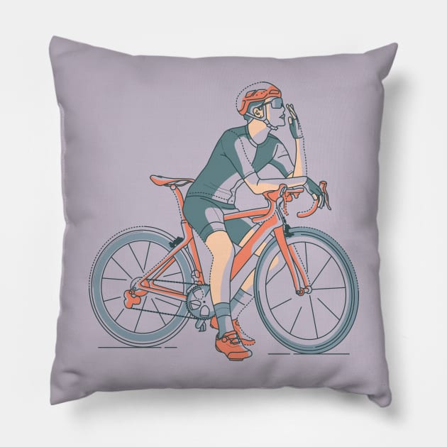 line art road bike rider Pillow by savya std22