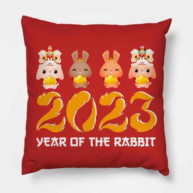 Year Of The Rabbit 2023 Happy Chinese New Year Women Men Kid Pillow by Gendon Design