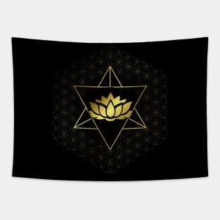 Merkaba Star Lotus in Flower of Life Sacred Geometry Tapestry