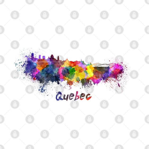 Quebec skyline in watercolor by PaulrommerArt