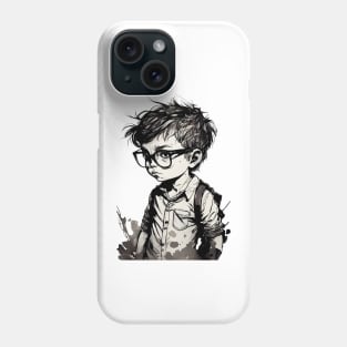 Boy with glasses in school one. Phone Case