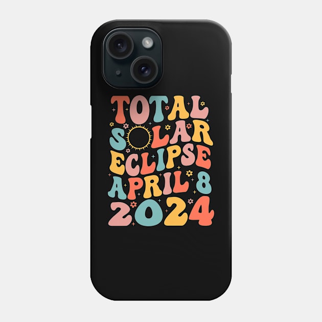 Total Solar Eclipse April 8 2024 Retro Groovy Women Kids Men Phone Case by SmilArt