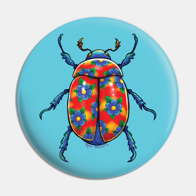 Hawaiian Shirt Beetle Pin by CritterArt