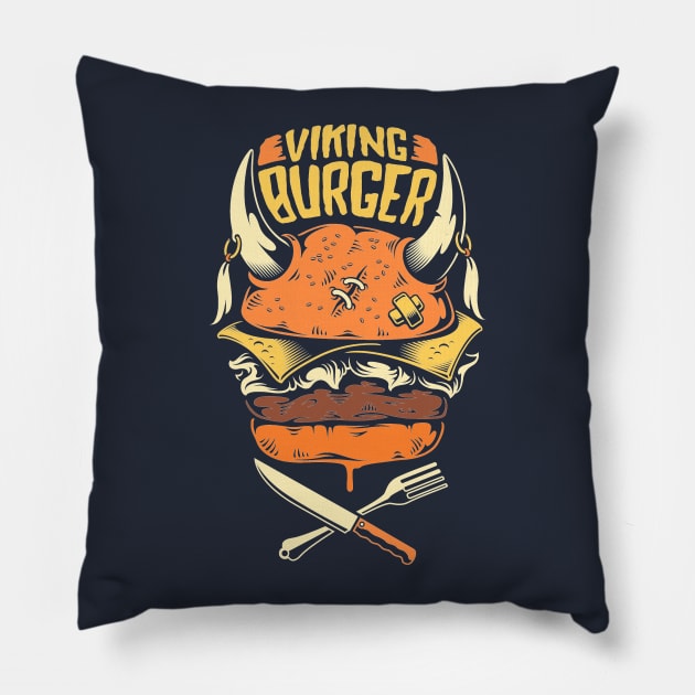 Viking Burger Pillow by JakeRhodes