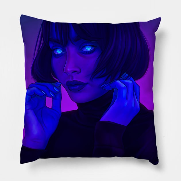 Indigo Portrait 2 Pillow by PHAZED