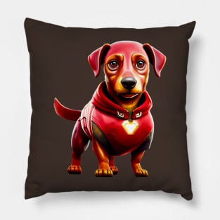 Wiener-Man: Dachshund in High-Tech Canine Armor Tee Pillow