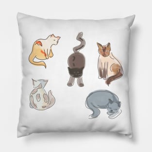 Cute Cat Sketch Pattern Pillow