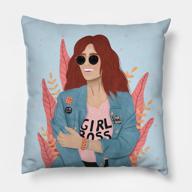 GIRL BOSS Pillow by The Cute Feminist