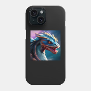 Intricate Blue Dragon with Red Highlights Phone Case