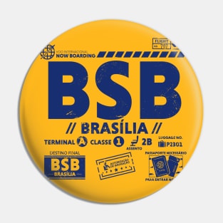 Vintage Brasilia BSB Airport Code Travel Day Retro Travel Tag Pin
